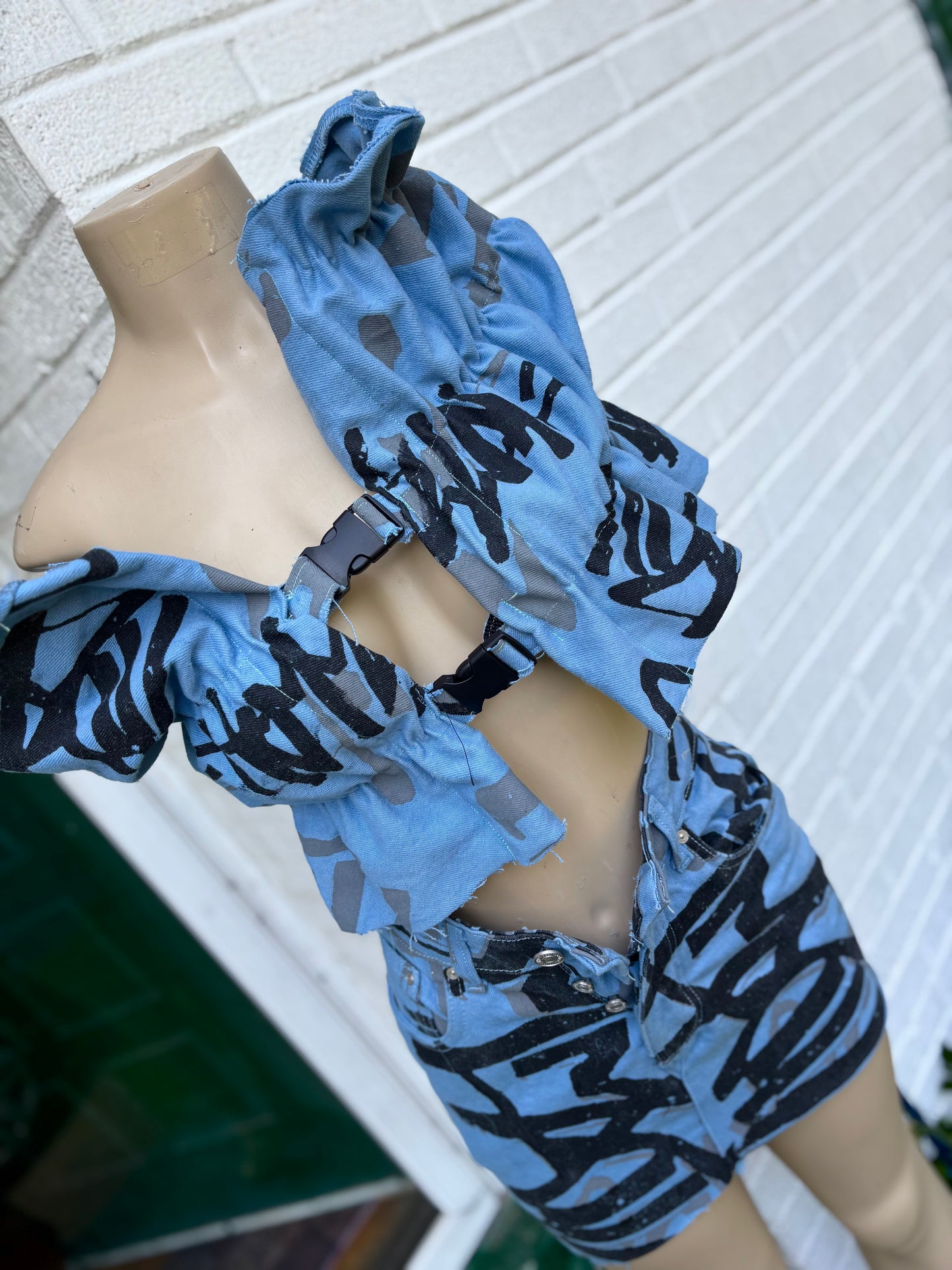 Crazy Denim Bralette Set