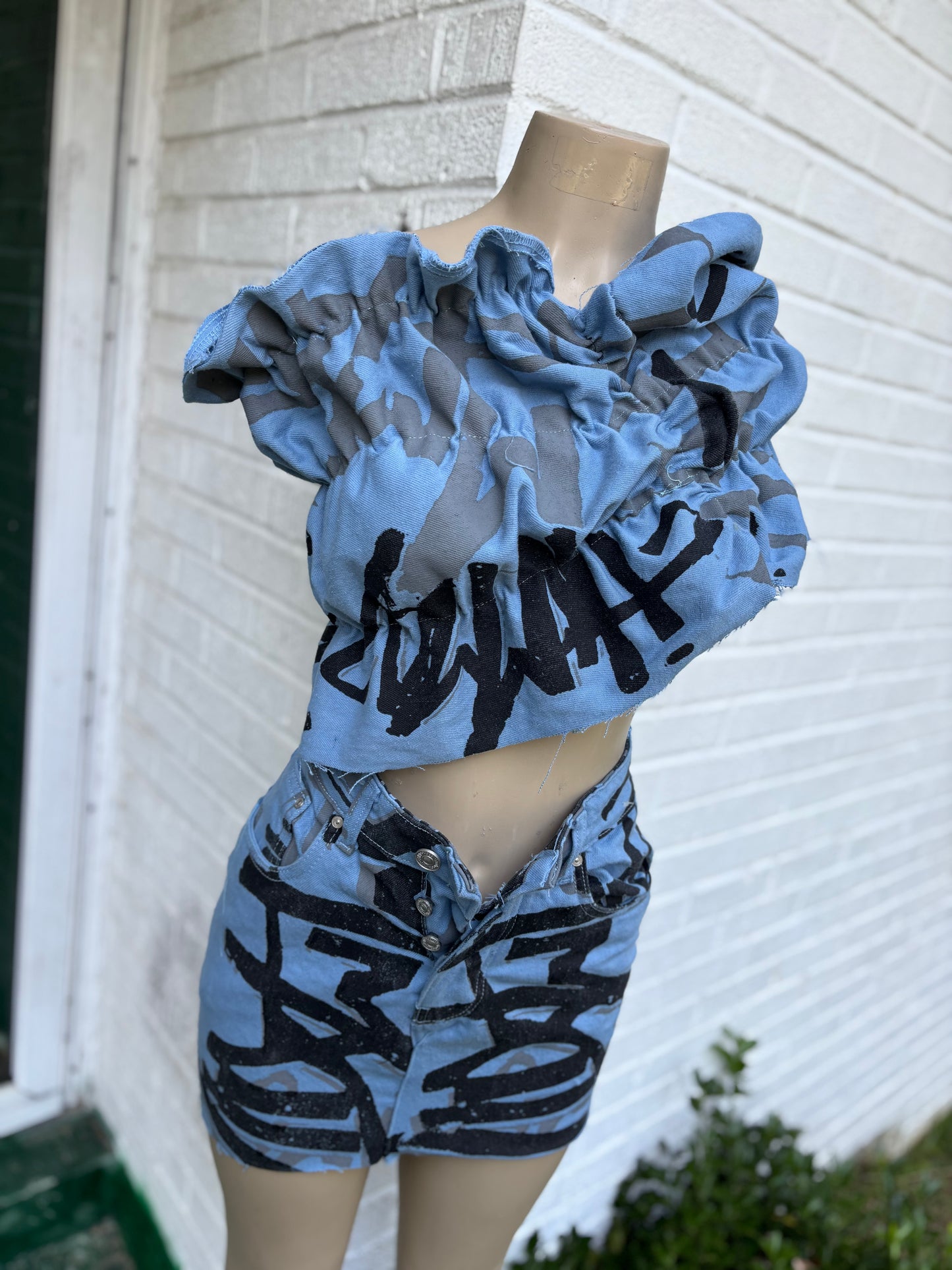 Crazy Denim Bralette Set