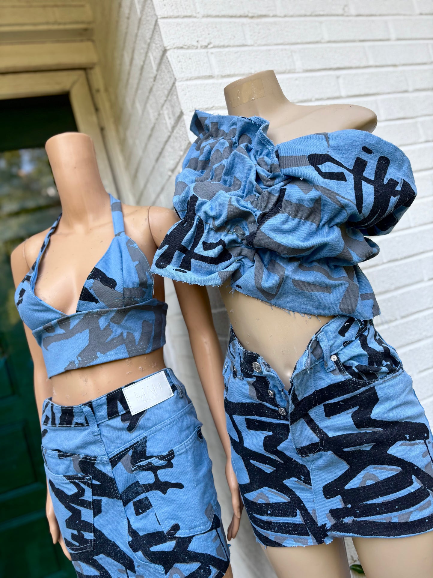 Crazy Denim Bralette Set