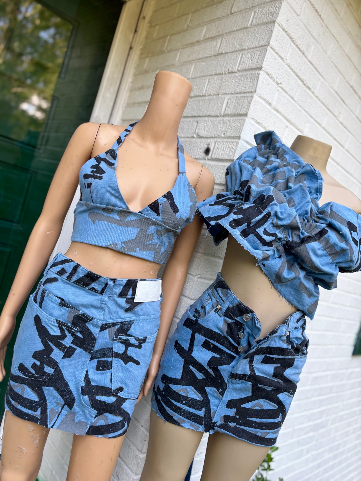 Crazy Denim Bralette Set